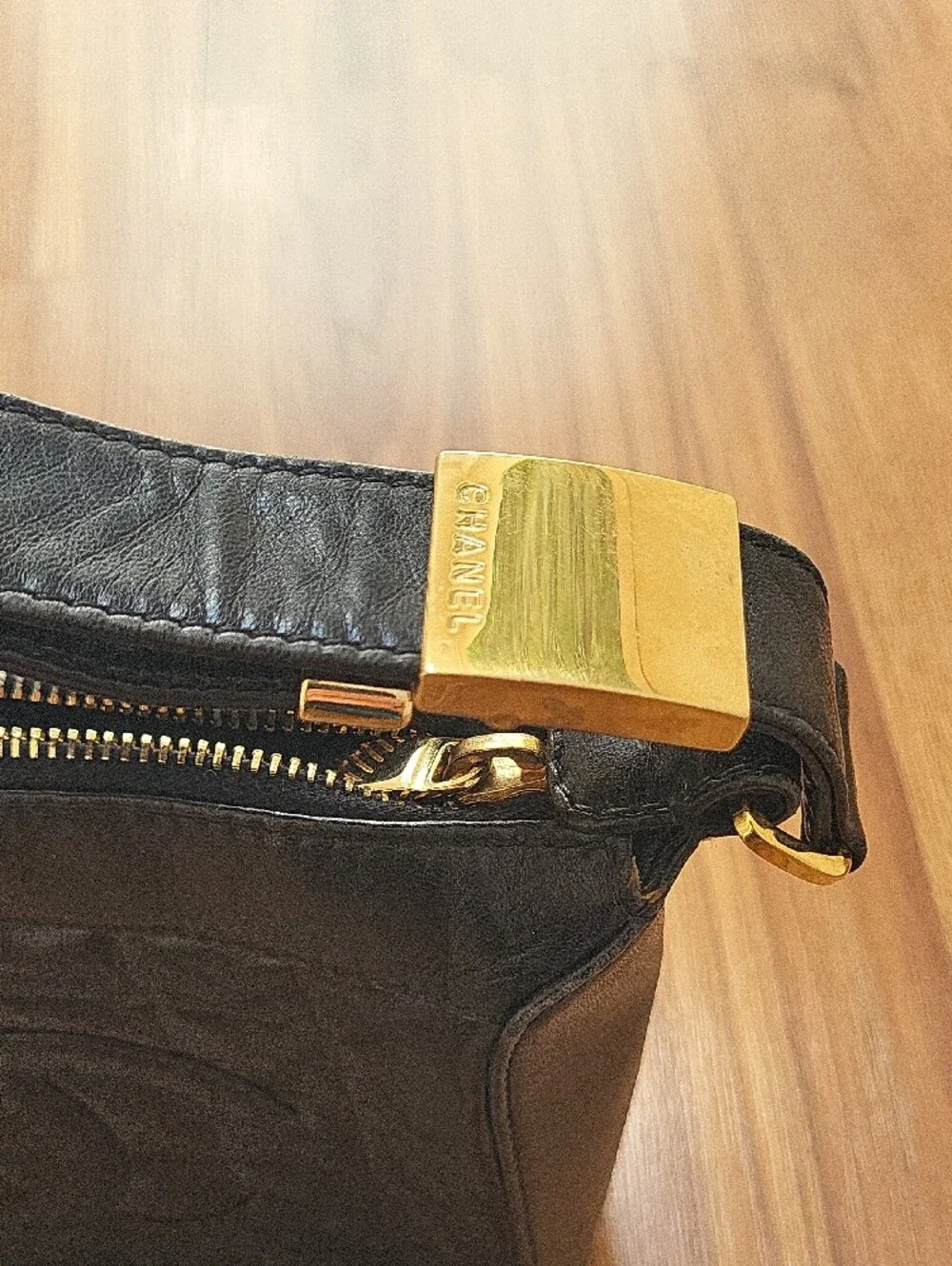 Authentic CHANEL Black Quilted Leather Shoulder Hobo with Gold-Tone Hardware - Picture 2 of 11